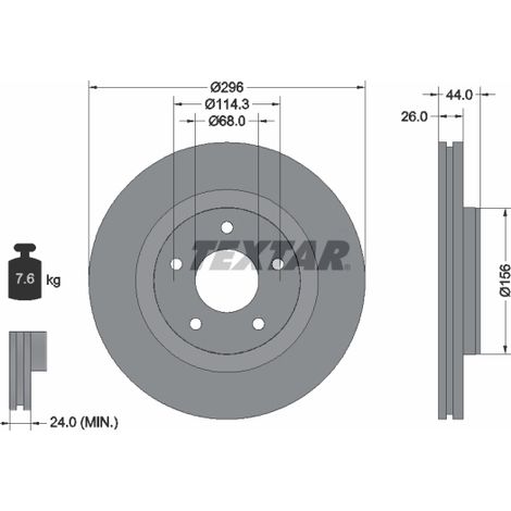 Lot de 2 Disques de frein Textar 92285905 NISSAN 402061KC2A 402061KC3A