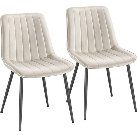 Songmics – Lot de 2 chaises de salle à manger – Dossier ergonomique – Pieds en acier – Assise confortable 48x40cm – Capacité 120kg – Beige (1/5)