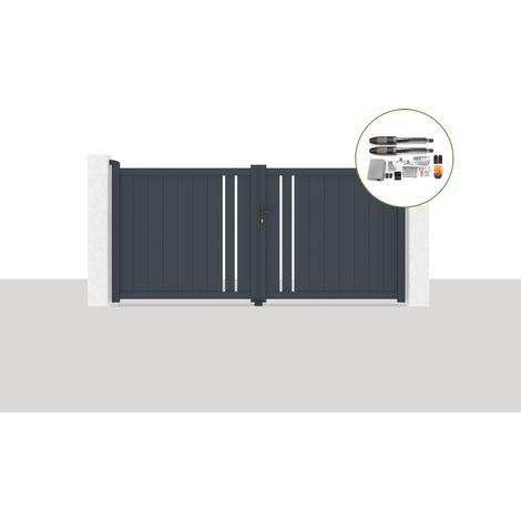 Portón eléctrico batiente 3x1,4m GIONA + motorización TANKER B700 (1/5)