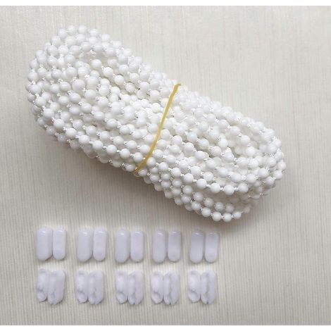 Chaîne à billes de 10 mètres pour stores et rideaux, cordon de réparation ou de remplacement pour stores enrouleurs, romains, vénitiens, alvéolés, verticaux, zébrés, avec 10 : (1/4)