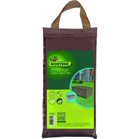 Nortene – Housse de protection pour table rectangulaire 205x105x70 cm – Polyester enduit – Déperlant et anti-UV – Couleur taupe (1/7)