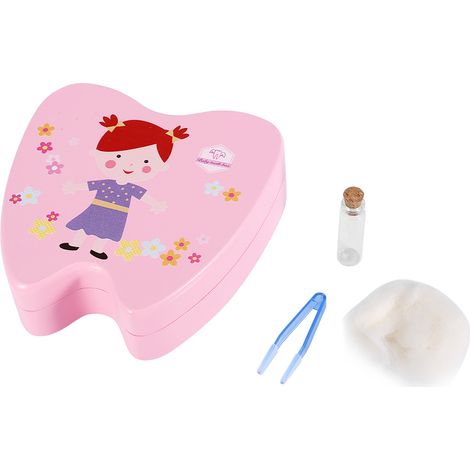 Boîte à Dents de Bébé en Bois - Coffret Souvenir pour Dents de Lait Fille Rose - Organisateur Mémoire Enfantine (1/5)
