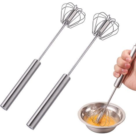Semi-Automatic Egg Beater, Stainless Steel Egg Beater, Kitchen Egg Beater, Hand Pusher, Rotary Egg Beater for Smooth Mixing of Ingredients - Portable (1/5)