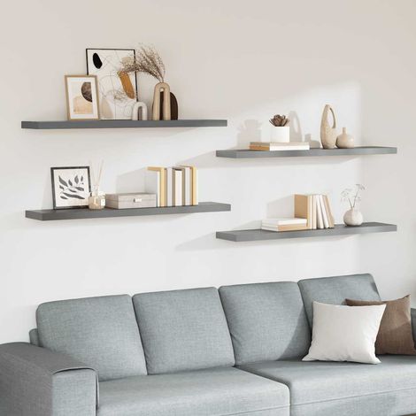 Schwebende Wandregale 4 Stk. Grau 120x23,5x3,8 cm MDF