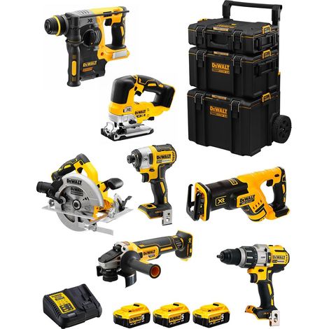 DeWALT Kit DWK703 (DCD996 + DCH273 + DCG405 + DCF887 + DCS334 + DCS570 + DCS367 + 3 x 5,0 Ah + DCB115 + Carro 3en1) (1/5)