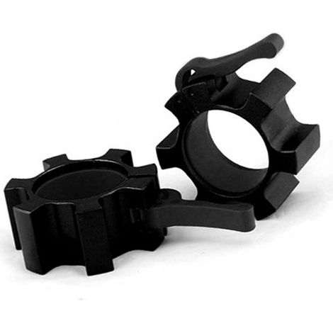 Lot de 2 colliers de serrage pour haltères de 50 mm, en alliage d'aluminium à dégagement rapide, pour musculation et fitness (noir). (1/5)
