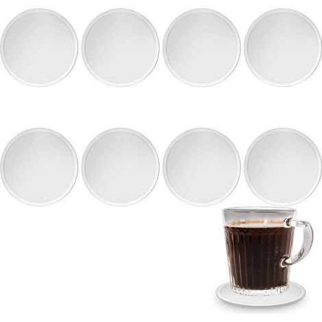 Set mit 8 Silikonuntersetzern, rund, rutschfest, weiß, geeignet für Teetassen. (1/5)