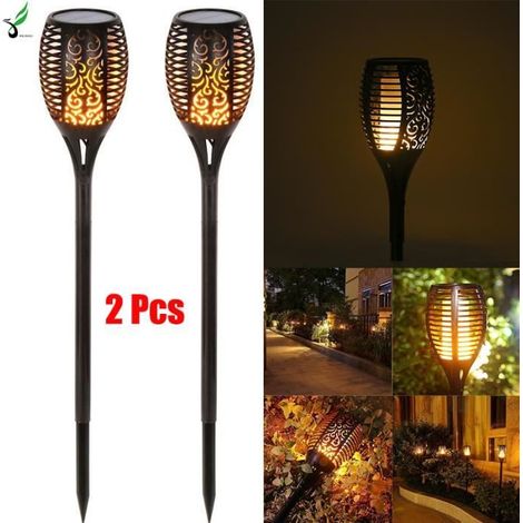 XICHAO - Pack de 2 Lampe Solaire de Jardin LED En forme flamme torche imperméable (1/4)