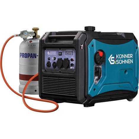 Könner & Söhnen Generatore Inverter Dual Fuel KS 4000iEG S (Gas/Benzina), 4,0 kW, Silenzioso, Onda Sinusoidale Pura, Avviamento Elettrico, Ideale per Casa, Camper e Dispositivi Sensibili, USB