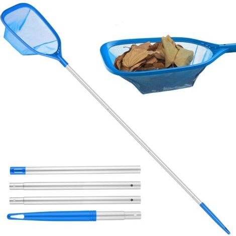 royaluxe-Epuisettes de Surface pour Piscine, Filets de Fond de Piscine avec percher Stable en Aluminium de 1,14 m, épuisette Profonde avec percher 4 pièces pour Piscine, Spa, Source Chaude -blau (1/5)