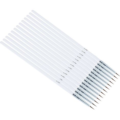 Ensemble de 12 pinceaux blancs multifonctionnels extra-fins pour peinture à l'huile numérique, stylo à ligne de coupe 000 petit (1/5)