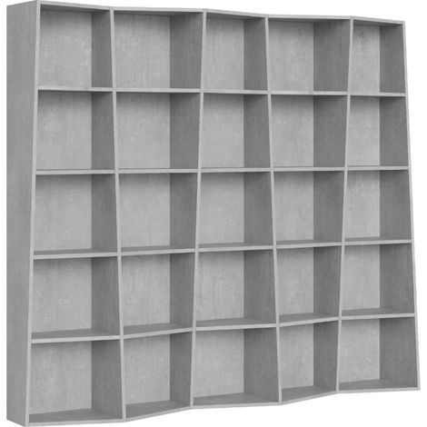 Bibliothèque moderne déstructurée en bois Brika 227 cm-Gris-Largeur 227 cm (1/5)