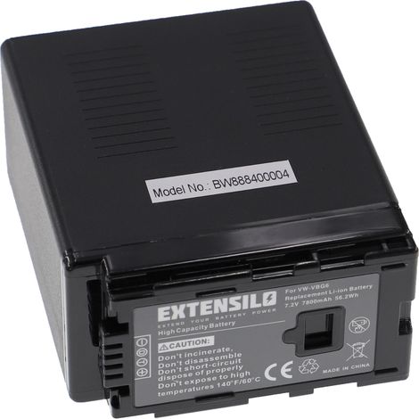 EXTENSILO Akku kompatibel mit Panasonic SDR-H80, SDR-H80PC, SDR-H80P, SDR-H50, SDR-H68GK, SDR-H40, SDR-H48GK, SDR-H60 Kamera (7800 mAh, 7,2 V, Li-Ion) (1/4)