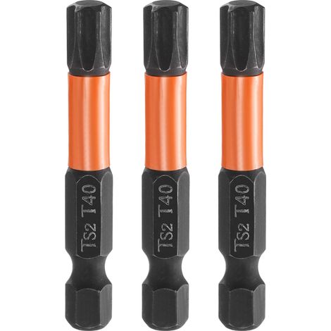 3Pcs Embout Tournevis Torx T40 1/4" Hex Shank Longueur 2" (50mm) (1/5)