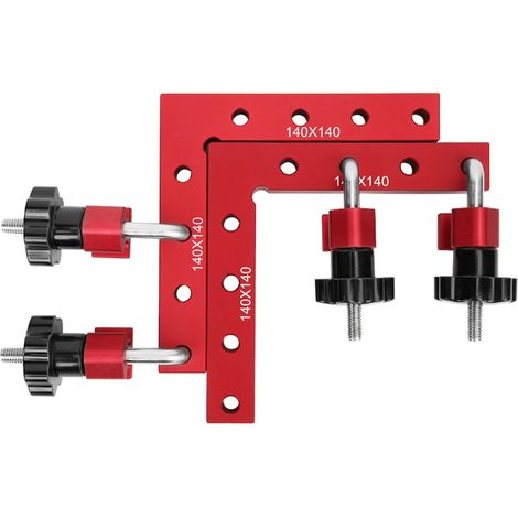 Équerre de positionnement à angle droit de 90°, pince de fixation en L pour panneaux de menuiserie, 140 x 140 mm (1/5)