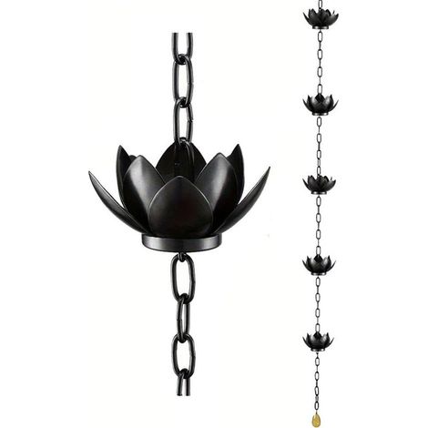 Regenkette – Lotus-Regenauffangkette für Dachrinnen im Außenbereich – Leitet Wasser auf den Boden oder in einen Behälter – 200 cm, verstellbar (1/5)