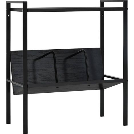 Bibliothèque 2 niveaux Étagère de Rangement - pour Bureau Salon Chambre Cuisine Noir 52x28x59 cm Aggloméré BV627706 - BonneVie (1/5)