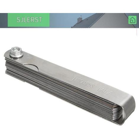 sjlerst Jeu de cales d'épaisseur en laiton 32 lames en acier inoxydable pliable précis pour le travail du bois (1/3)