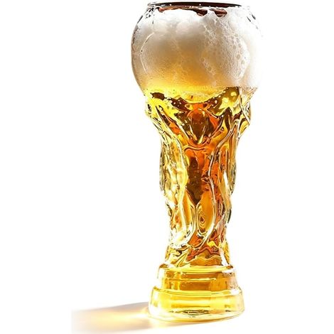 Verre à bière JeiibrZui Weizen Championnat du monde - 450 ml - 1 pièce - Verre à bière vert à motif football pour les fêtes (1/5)