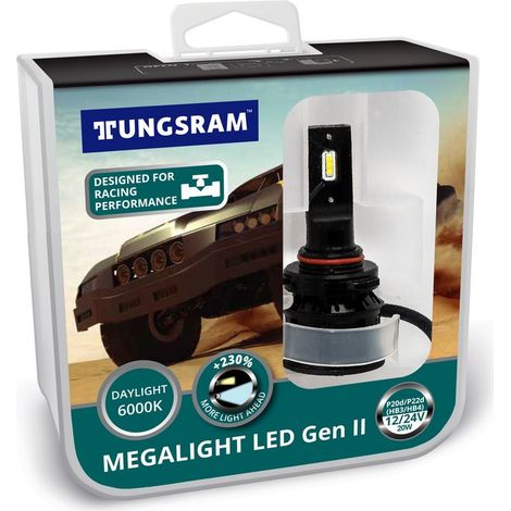 Kit HB3 HB4 12/24V 20W P20d/P22d Megalight LED Gen II +230% 6000K NO ECE 2St. Tungsram (1/2)
