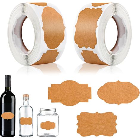 CCYKXA items, 300 patches/roll, Self-adhesive Kraft Paper Labels for Bottles, Jam, Jars and Gifts (1/5)