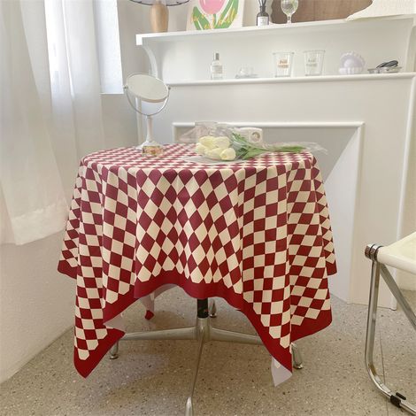 Nappe à carreaux vintage, simple et pratique, pour table rectangulaire, ronde ou basse, à carreaux rouges, 100 x 150 cm (1/5)