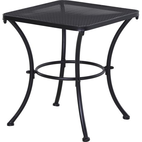 Table d'appoint, table de jardin noire, 45 x 45 x 50 cm, table de balcon en métal, table basse pour terrasse et jardin