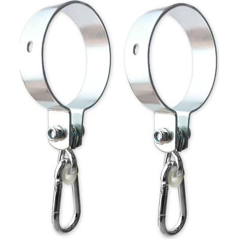 2er Set Schaukelhaken mit Karabiner, Schaukelkragen Metall Ø100mm zum Aufhängen von Schaukeln Kinderspielplatz, Schaukelkragen