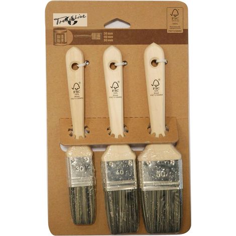 TrendLine Lasur-Pinselset 3tlg Lasurpinsel Lackpinsel Farbpinsel Flachpinsel