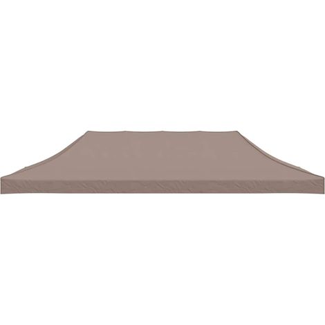 Toit de tente de réception 6x3 m toile de remplacement belvédère oxford PVC taupe (1/5)