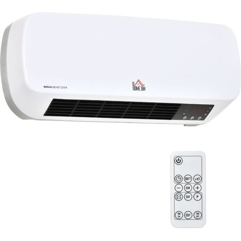 Stufa Elettrica da Parete 45x18,6x11,5 cm con Telecomando Bianco (1/5)
