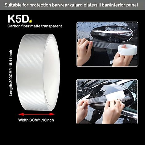 (3 cm, mat transparent - 3M) Autocollants de protection transparents en fibre de carbone K5D pour portières de voiture, film protecteur anti-rayures pour seuil de coffre et seuil de coffre (1/4)
