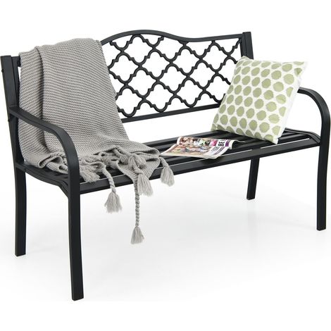COSTWAY 2 Seater Patio Garden Bench Outdoor Elegent Loveseat W/ Ergonomic Backrest (1/5)