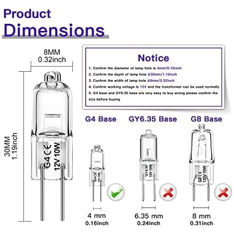 ampoules halogènes G4 10W 12V 2800K lampes capsule hotte cuisine salons chambres (1/4)