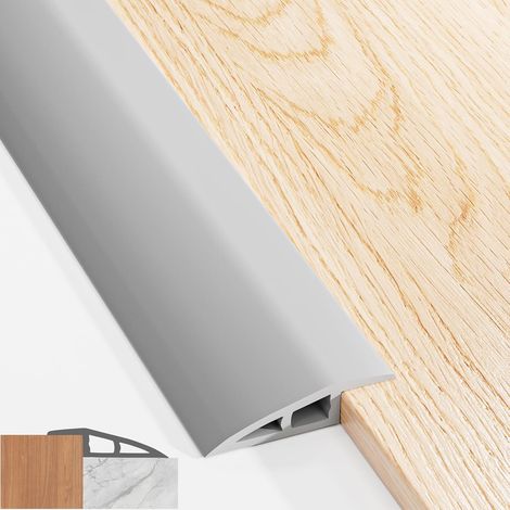 Barre de Seuil Adhesive, 100x5cm PVC Barre de Seuil, Seuil de Porte Adhesif pour des Hauteurs Comprises Entre 7 mm et 10 mm, Seuil de Porte Rattrapage Niveau Etanche (Gris) (1/5)