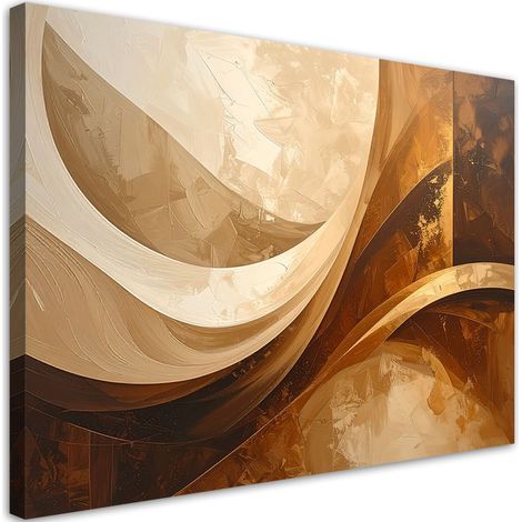 Cuadro sobre Lienzo, Olas abstractas formas beige, 30x20 (1/5)