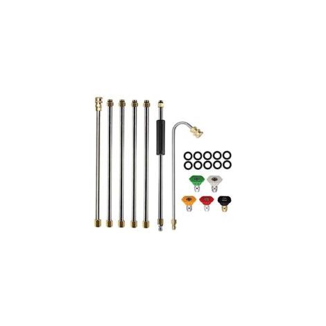 DGZ Ensemble de baguette d'extension pour nettoyeur haute pression, outil de nettoyage de gouttière avec 5 embouts de buse,10 anneaux anti-fuite,4000 psi,pour nettoyeur haute pression- Crezuo (1/4)