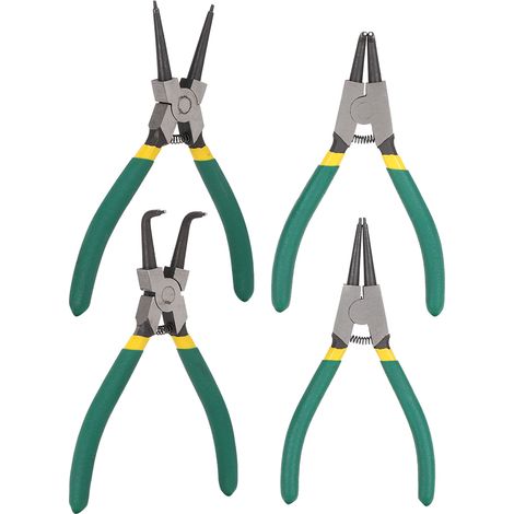 Jeu de 4 pinces à circlips, mini pinces à circlips internes et externes à tige droite/courbe, 15 cm (1/5)