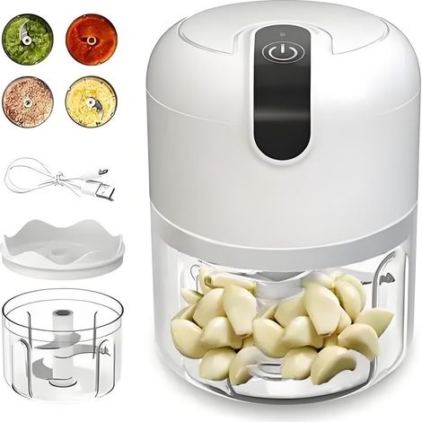 Hachoir à ail électrique 250 ml - Mini robot culinaire puissant pour l'ail, la viande et plus encore (1/5)