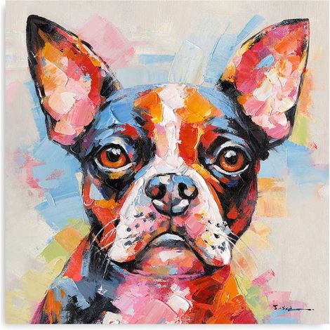 Domo Mea Dipinto Decorativo su Tela - Bulldog Francese - 45 x 45 cm (1/2)