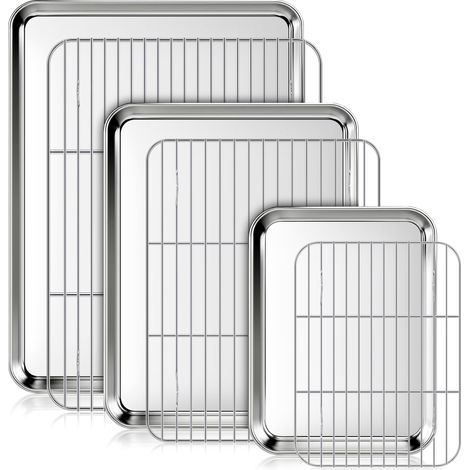 Fire More Lot de 3 plaques à pâtisserie avec grilles de refroidissement ensemble de plaques en acier inoxydable pour four idéales (1/5)