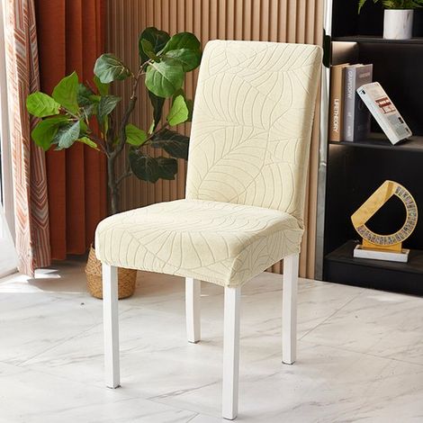 Fundas elásticas para sillas (2 piezas)，fundas modernas y elásticas para sillas de comedor，fundas universales para sillas de comedor，color beige (1/4)