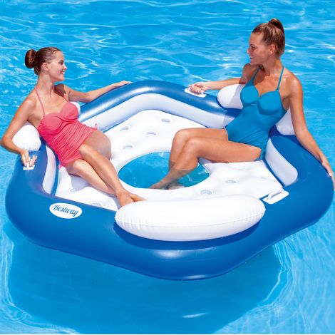 Fauteuil Matelas Île gonflable - Pisicne Plage Mer - 3 Personnes - Avec coussins (1/10)