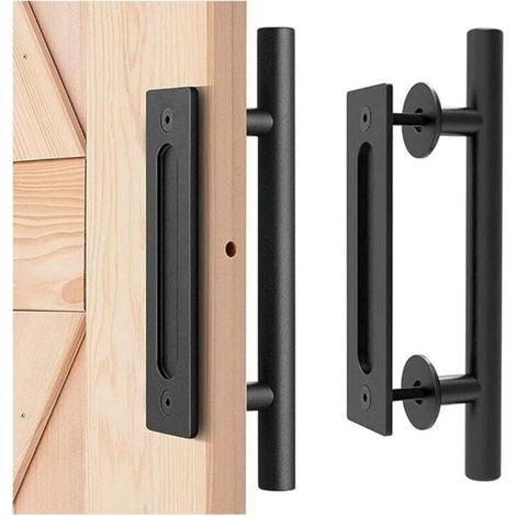 Maniglia per porta scorrevole, accessorio per porta scorrevole, maniglia per porta scorrevole rinforzata, maniglia per garage, maniglia per porta (nera) (1/4)