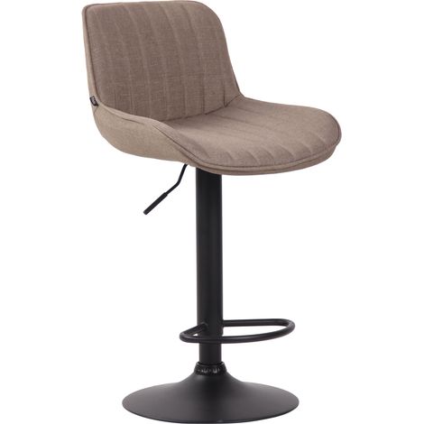 Sgabello da bar seggiolone x1 in tessuto tortora cuciture verticali supporto in metallo nero 100005119