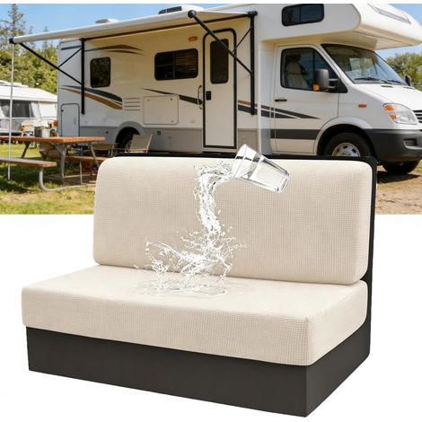 Housse De Coussin De Siège De Caravane, Jacquard Housse Banquette Camping Car, Housses de Coussin pour Dinette, pour Caravane, Remorque, Siège de Camping-Car (Beige)