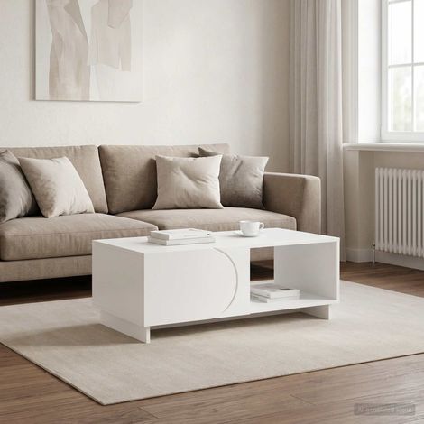 vidaXL Mesa de centro Blanco 95 x 50,5 x 35 cm Madera de ingeniería (1/5)