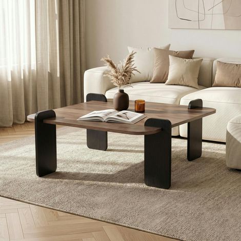 Table basse carrée décor noyer et bois noir MARFA (1/5)