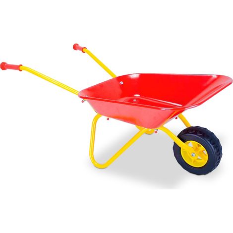 Relaxdays Carretilla infantil, asas antideslizantes, HxBxT: 43 x 74 x 36 cm, metal, plástico, roja