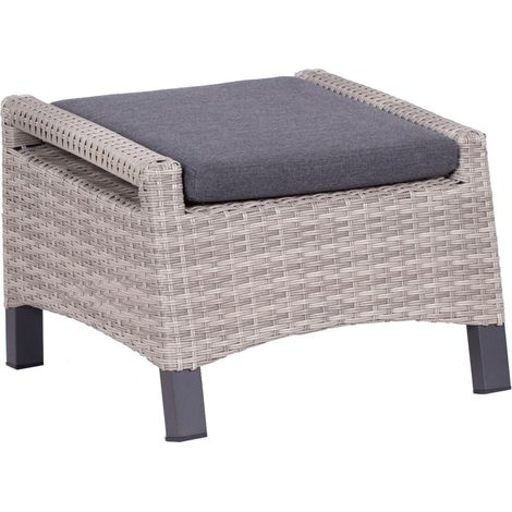 deVries ""MONTANA"" Fußhocker Garten-Hocker inkl. Polster 60x61x45 cm hellgrau